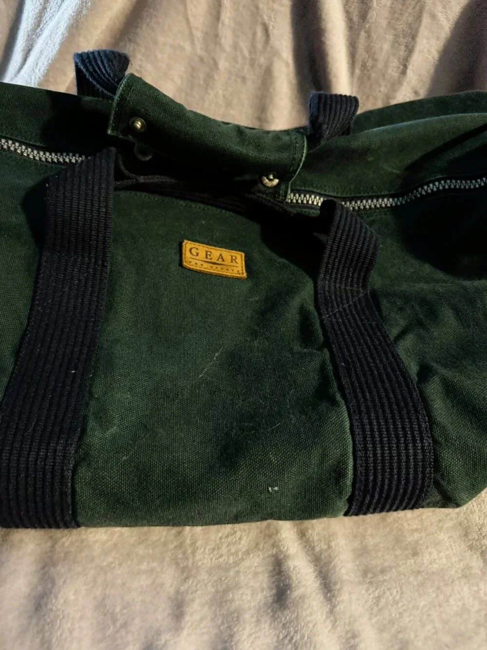 Gear for Sports Large Duffel Bag in green with blue straps, heavy-duty